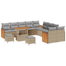 Havesofa Sæt med pude 17 pcs Beige og lys grå polyrattan