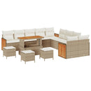 Havesofa Sæt med pude 18 pcs Beige og creme polyrattan
