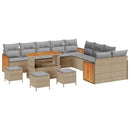 Havesofa Sæt med pude 18 pcs Beige og lys grå polyrattan