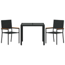 Have Spisebordssæt 3 pcs Sort polyrattan