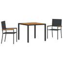 Have Spisebordssæt 3 pcs Sort polyrattan
