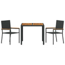 Have Spisebordssæt 3 pcs Sort polyrattan