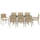 Have Spisebordssæt 9 pcs Beige polyrattan