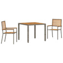 Have Spisebordssæt 3 pcs Grå og Brun polyrattan
