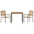 Have Spisebordssæt 3 pcs Grå og Brun polyrattan