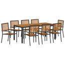 Have Spisebordssæt 9 pcs Sort og Brunt polyrattan