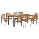 Have Spisebordssæt 9 pcs Grå og Brun polyrattan