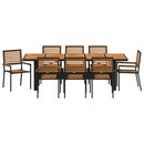 Have Spisebordssæt 9 pcs Sort og Brunt polyrattan