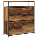 Sko skab med dør Gammelt træ 100 x 34 x 112 cm Konstrueret træ