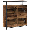 Sko skab med dør Gammelt træ 100 x 34 x 112 cm Konstrueret træ