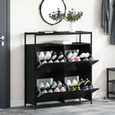 Sko skab med hylde Sort eg 100 x 34 x 112 cm Konstrueret træ