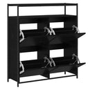 Sko skab med hylde Sort eg 100 x 34 x 112 cm Konstrueret træ