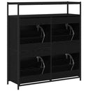 Sko skab med hylde Sort eg 100 x 34 x 112 cm Konstrueret træ