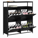 Sko skab med hylde Sort eg 100 x 34 x 112 cm Konstrueret træ