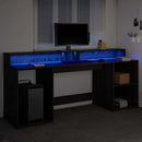 Bord med skuffe Sort eg 200 x 55 x 91 cm Konstrueret træ