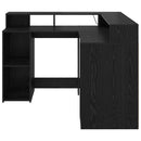 Bord med hylde Sort eg 130 x 130 x 91 cm Konstrueret træ