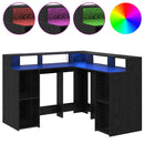 Bord med hylde Sort eg 130 x 130 x 91 cm Konstrueret træ
