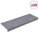 trappemåtter 30 stk. 65x21x4 cm hvid og grå rektangulær kant