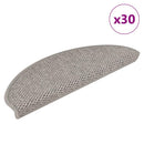 selvklæbende trappemåtter 30 stk. 65x21x4 cm sisal-look sølv