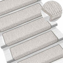 selvklæbende trappemåtter 30 stk. 65x21x4 cm sisal-look platina