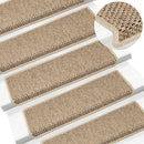 selvklæbende trappemåtter 30stk. 65x21x4cm sisal-look sandfarve