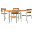 Have Spisebordssæt 5 pcs Massiv teaktræ og rustfrit stål