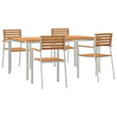 Have Spisebordssæt 5 pcs Massiv teaktræ og rustfrit stål