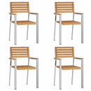 Have Spisebordssæt 5 pcs Massiv teaktræ og rustfrit stål