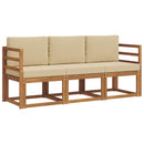 Udendørs sofagruppe med pude 3 pcs Naturlig og Beige