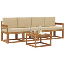 Udendørs sofagruppe med pude 5 pcs Naturlig og Beige