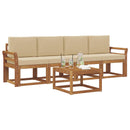 Udendørs sofagruppe med pude 5 pcs Naturlig og Beige