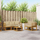 Udendørs sofagruppe med pude 6 pcs Naturlig og Beige