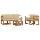 Udendørs sofagruppe med pude 6 pcs Naturlig og Beige