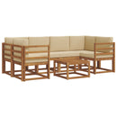 Udendørs sofagruppe med pude 7 pcs Naturlig og Beige