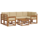 Udendørs sofagruppe med pude 7 pcs Naturlig og Beige