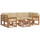 Udendørs sofagruppe med pude 7 pcs Naturlig og Beige