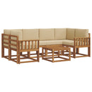 Udendørs sofagruppe med pude 7 pcs Naturlig og Beige