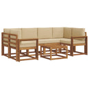 Udendørs sofagruppe med pude 7 pcs Naturlig og Beige