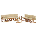 Udendørs sofagruppe med pude 9 pcs Naturlig og Beige