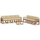 Udendørs sofagruppe med pude 9 pcs Naturlig og Beige