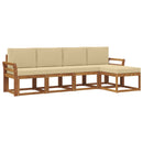 Udendørs sofagruppe 5 pcs Naturlig og Beige Massivt Akacietræ
