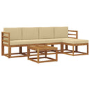 Udendørs sofagruppe med pude 6 pcs Naturlig og Beige