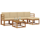 Udendørs sofagruppe med pude 6 pcs Naturlig og Beige