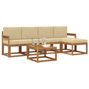 Udendørs sofagruppe med pude 6 pcs Naturlig og Beige