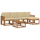 Udendørs sofagruppe med pude 6 pcs Naturlig og Beige