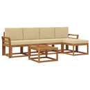Udendørs sofagruppe med pude 6 pcs Naturlig og Beige
