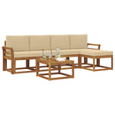 Udendørs sofagruppe med pude 6 pcs Naturlig og Beige