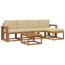 Udendørs sofagruppe med pude 6 pcs Naturlig og Beige