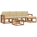 Udendørs sofagruppe med pude 6 pcs Naturlig og Beige