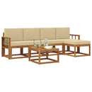Udendørs sofagruppe med pude 6 pcs Naturlig og Beige